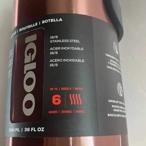 Igloo 36 oz Water Bottle Stainless Steel Flamingo Bronze New - Picture 4 of 10